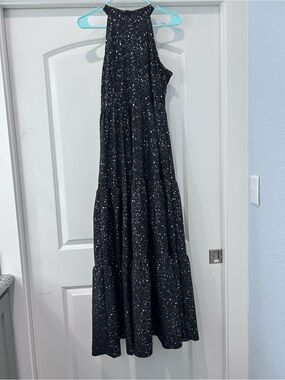 SHEIN Black and White Speckled High-Neck Maxi Dress